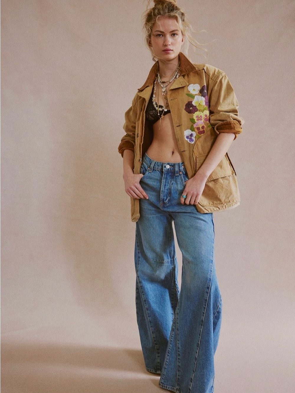 We the Free People Eden Slouchy Wide-Leg Blue Jeans Home free Size 33 Short